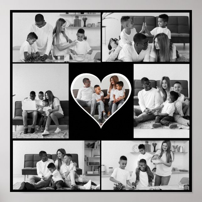 Black and White 7 Photo Collage Poster (Front)
