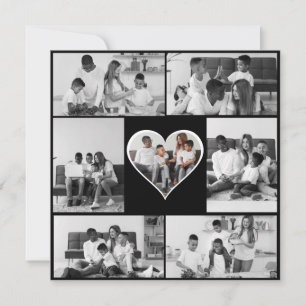 Black and White 7 Photo Collage Thank You Card