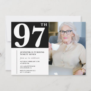 Black and White 97th birthday Invitations Photo