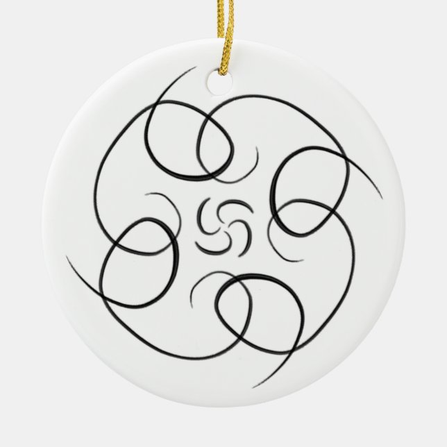 Black and White #9 Loopty Loo Ceramic Tree Decoration (Front)