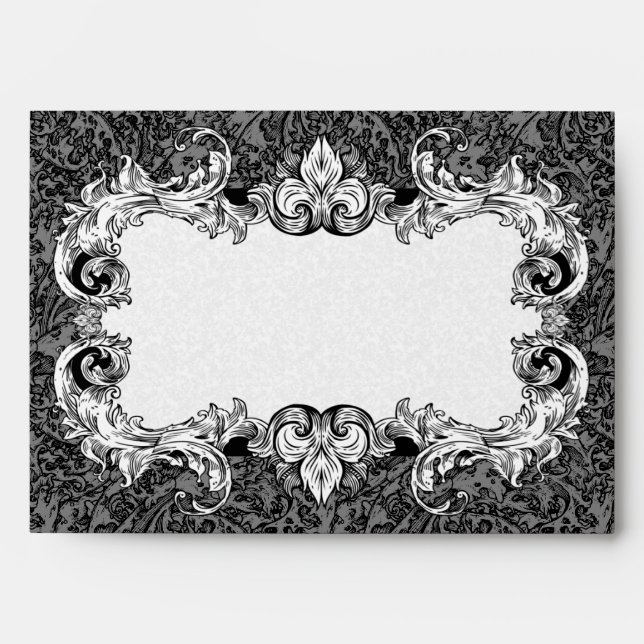 Black and White A7 Gothic Baroque Envelopes (Front)