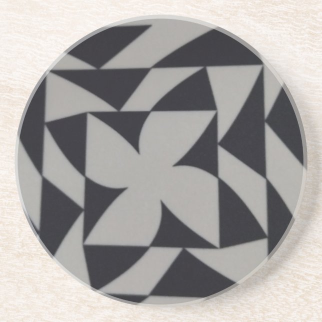 black and white abstact design coaster (Front)