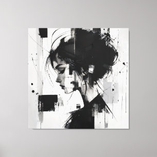 Black and white abstract art canvas print