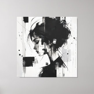 Black and white abstract art canvas print
