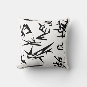 Black And White Abstract Art Cushion Pillow