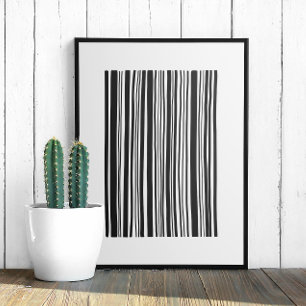 Black and white abstract barcode. Modern lines Poster