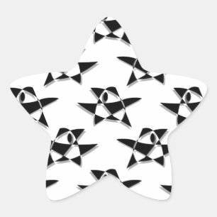 Black And White Abstract Bird Pattern Star Sticker