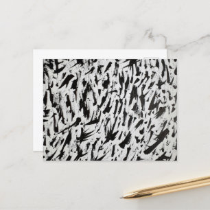 Black and White Abstract Brushstrokes Art Postcard