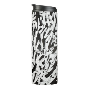 Black and White Abstract Brushstrokes Art Thermal Tumbler