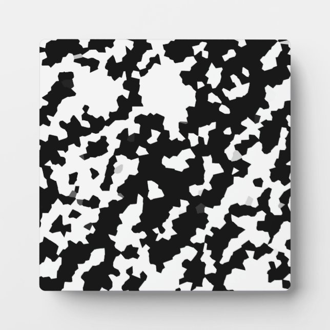 Black And White Abstract Camouflage Pattern Plaque (Front)
