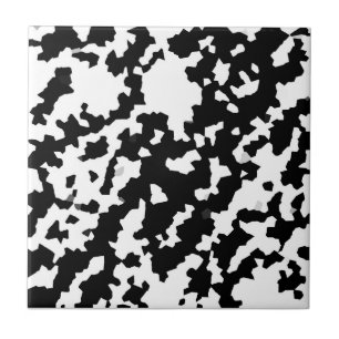 Black And White Abstract Camouflage Pattern Tile