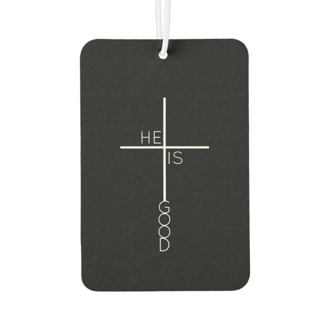 Black and White Abstract Christian Cross Car Air Freshener (Back)