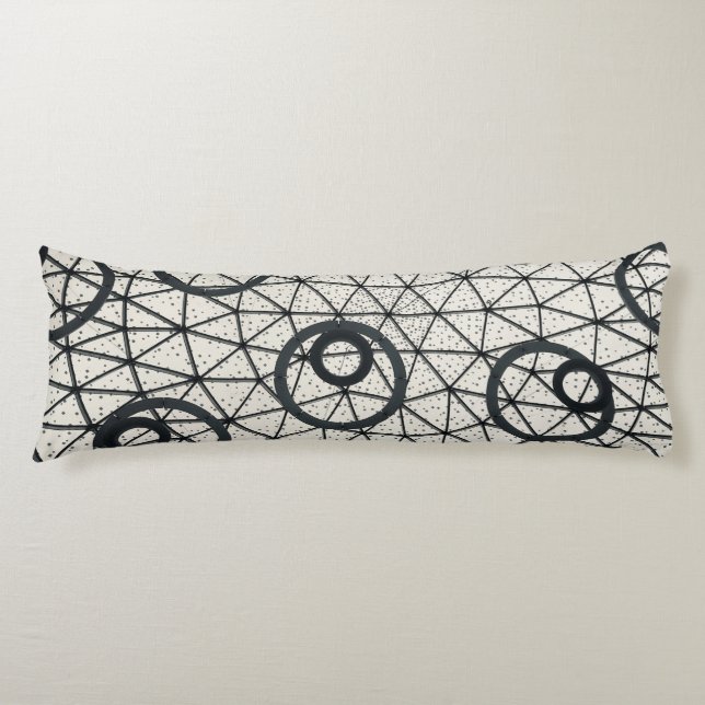 Black and White Abstract Circles Body Cushion (Front)