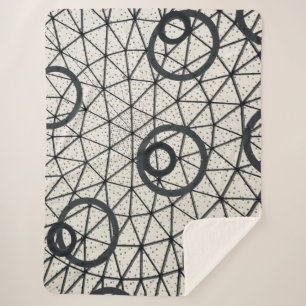 Black and White Abstract Circles Sherpa Blanket