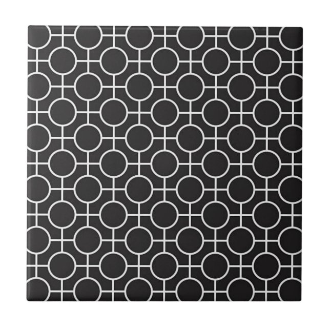 Black and White Abstract Cool Pattern Modern Tile (Front)