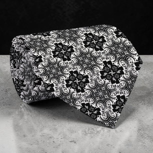 Black and White Abstract Custom Necktie