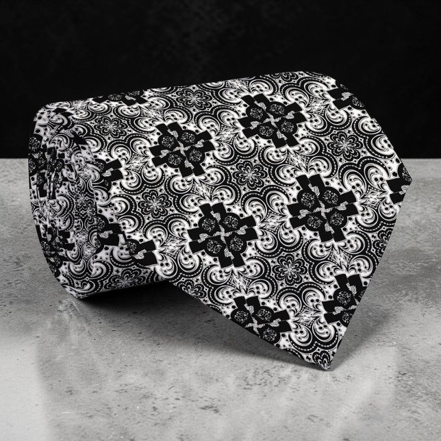Black and White Abstract Custom Necktie (Creator Uploaded)