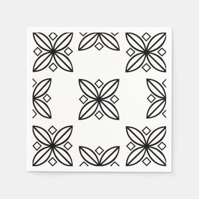 Black and White Abstract Design Napkin (Front)