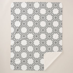 Black and White Abstract Design Sherpa Blanket
