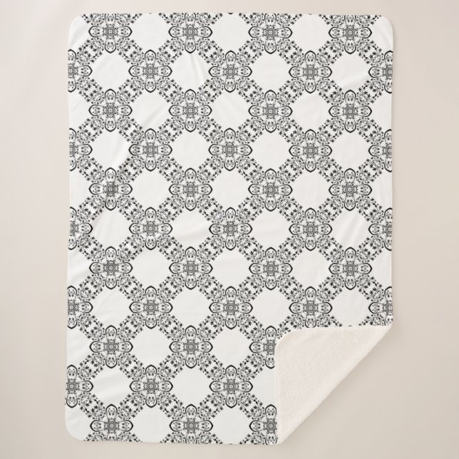 Black and White Abstract Design Sherpa Blanket (Front)