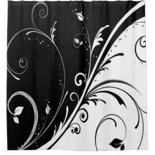 Black and White Abstract Design Shower Curtain