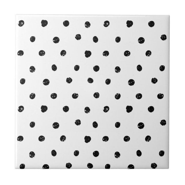 Black and White Abstract Dots Pattern Tile (Front)