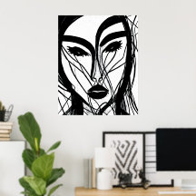 Black and White abstract drawing Poster