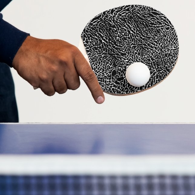 Black and White Abstract Elephant Print Ping Pong Paddle (Insitu)