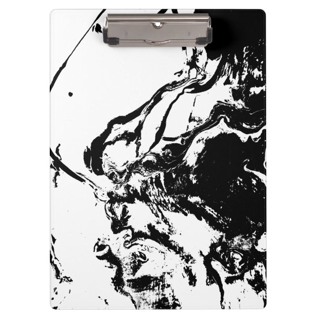 Black and White Abstract Faces Incidental Art Clipboard (Front)