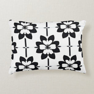 Black and White Abstract Floral Pattern Decorative Cushion