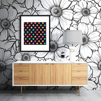 Black and White Abstract Floral Seamless Pattern Wallpaper