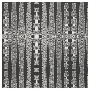 black and white abstract fractal geometric pattern fabric