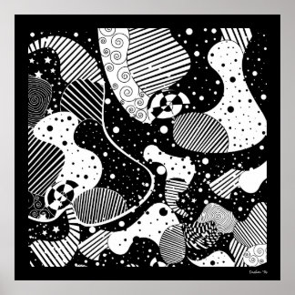 Black And White Abstract Geometric Art Poster