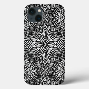 Black and white abstract geometric modern pattern  iPhone 13 case