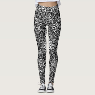 Black and white abstract geometric modern pattern leggings