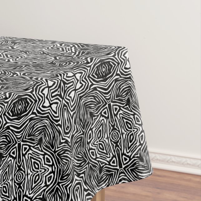 Black and white abstract geometric modern pattern  tablecloth (In Situ)