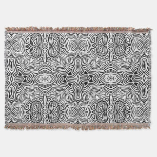 Black and white abstract geometric modern pattern throw blanket