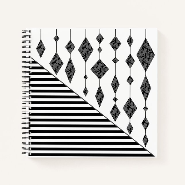 Black and white, abstract, geometric, simple, Scan Notebook (Front)