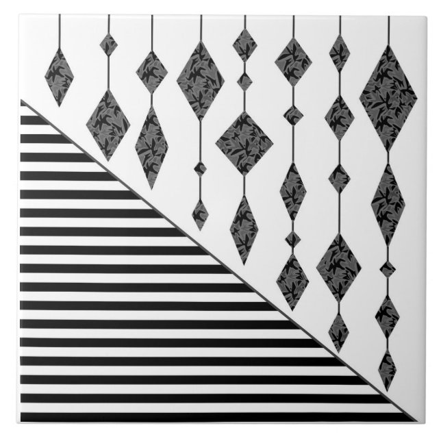 Black and white, abstract, geometric, simple, Scan Tile (Front)