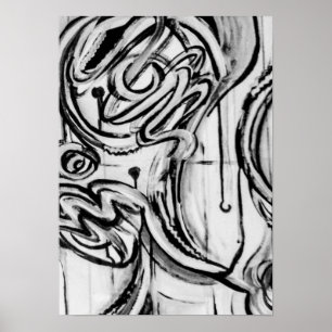 Black and White Abstract Graffiti Style Poster