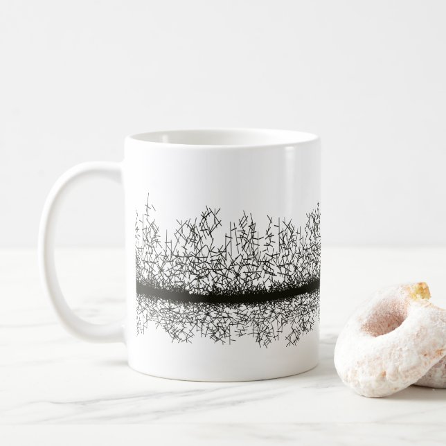 Black and white abstract grunge pattern coffee mug (With Donut)