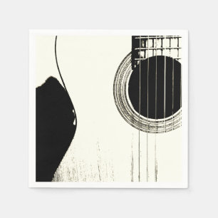 Black and White Abstract Guitar Napkin