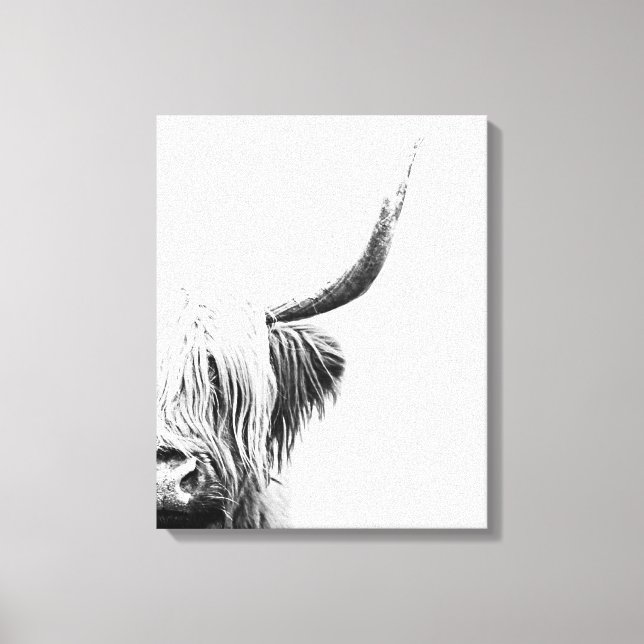 Black and White Abstract Highland Cow  Canvas Print (Front)