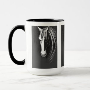 Black and White Abstract Horse Mug