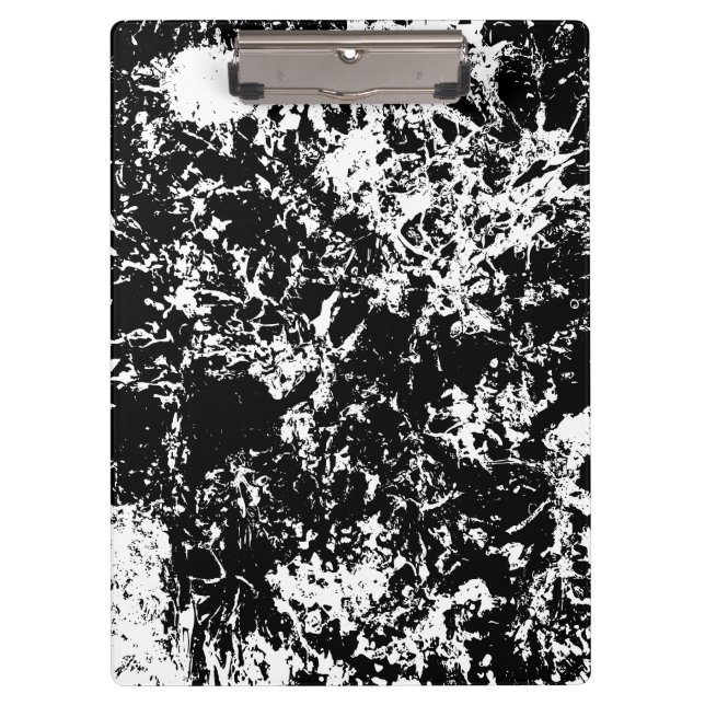 Black and White Abstract Ice Formation Clipboard (Front)