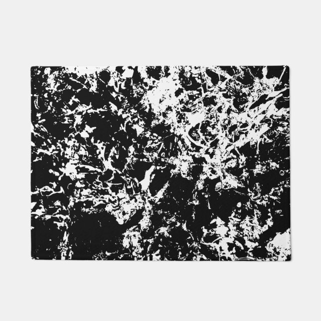 Black and White Abstract Ice Formation Doormat (Front)