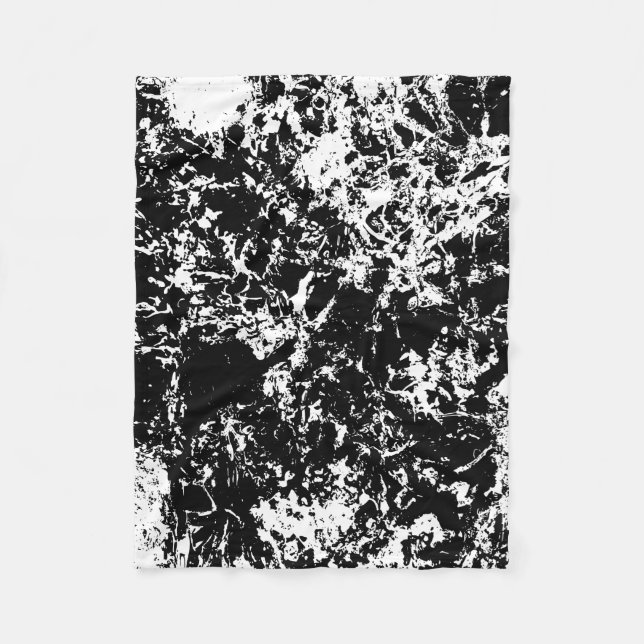 Black and White Abstract Ice Formation Fleece Blanket (Front)