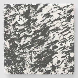 Black and White Abstract Ice Formation Stone Coaster