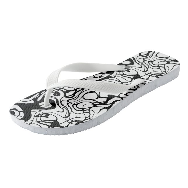 Black and White Abstract Jandals (Angled)