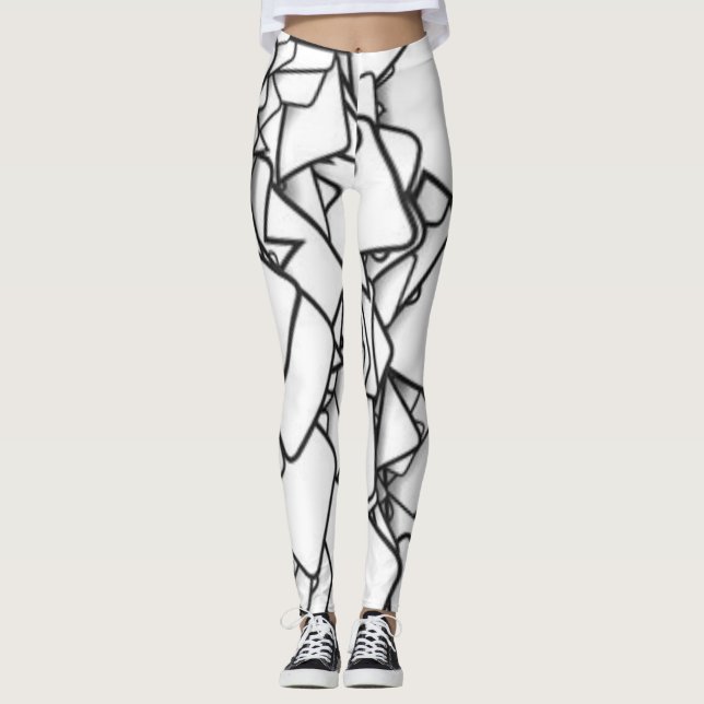 Black and White Abstract Leggings  (Front)